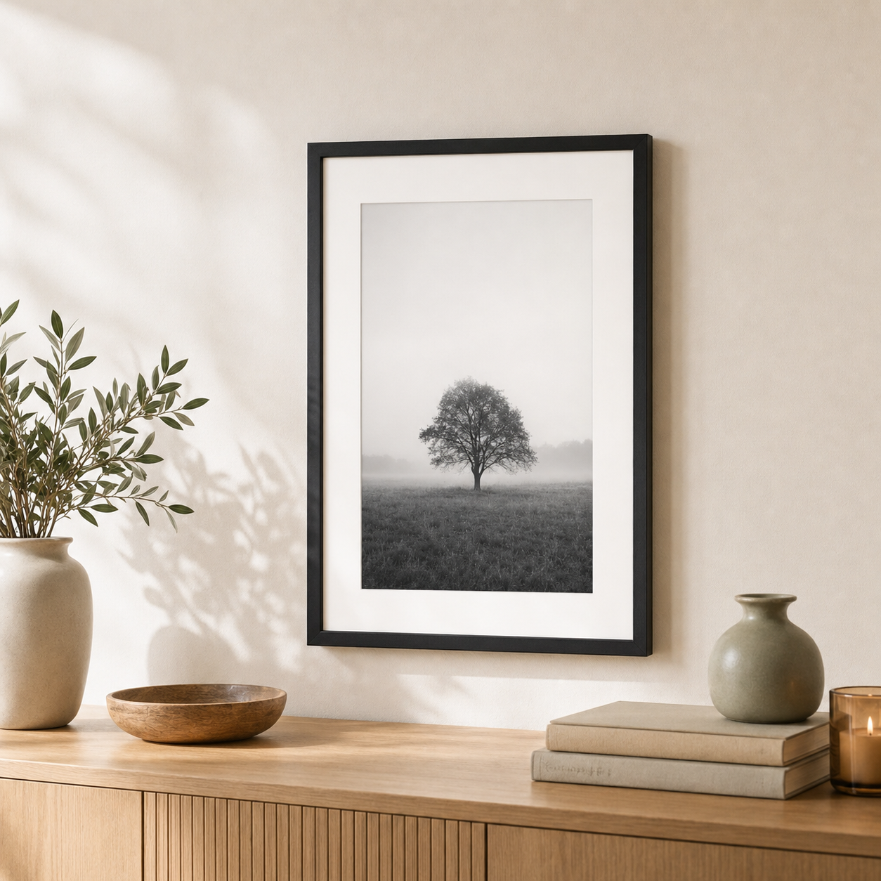 Ingelijste poster op 230g fotopapier met lijst en passe-partout - AI productafbeelding